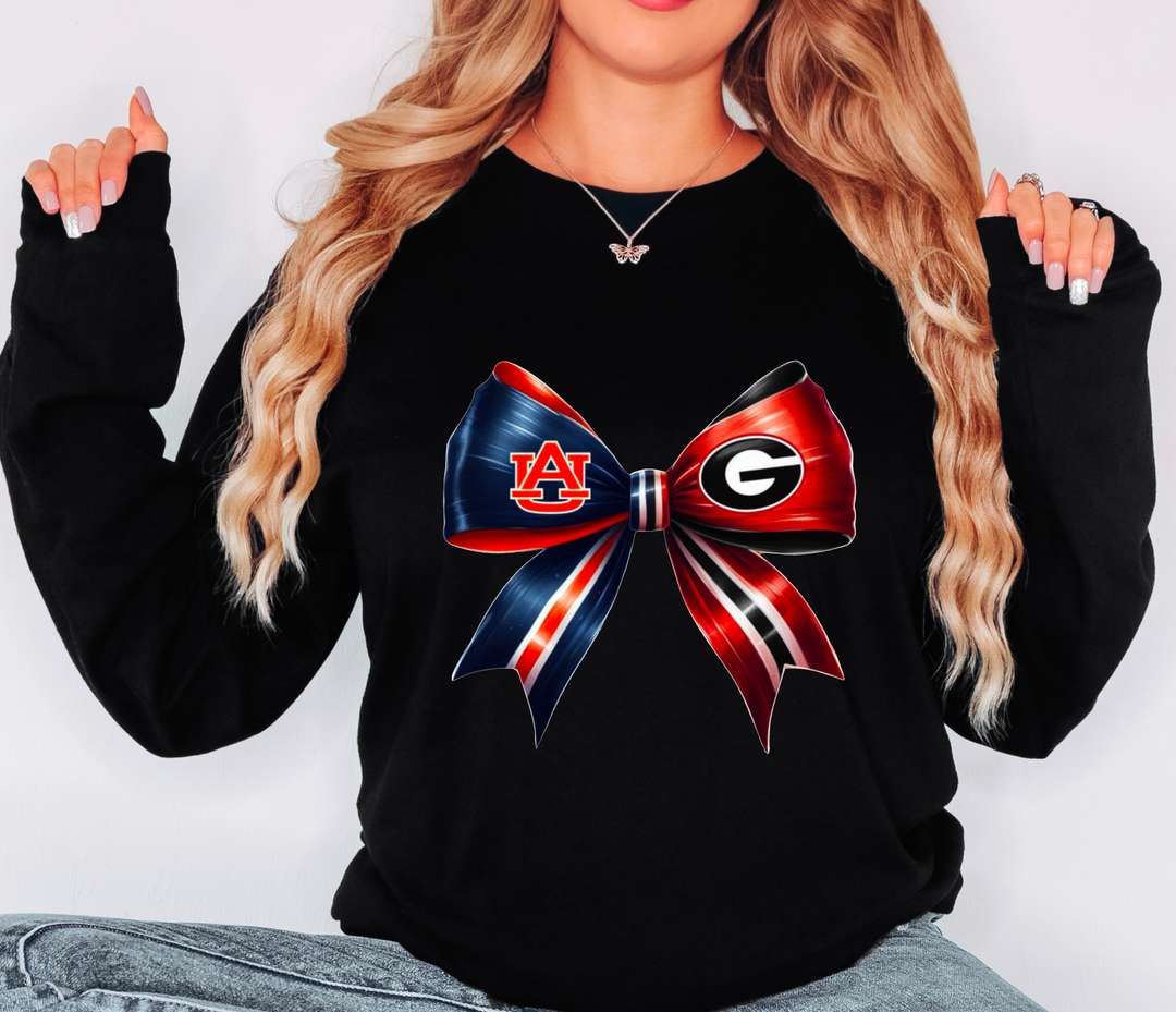 House Divided Coquette Bow Long Sleeve Tee Georgia Bulldogs