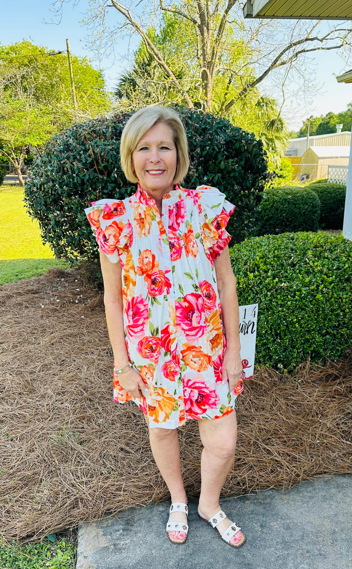Pintuck Mini Dress