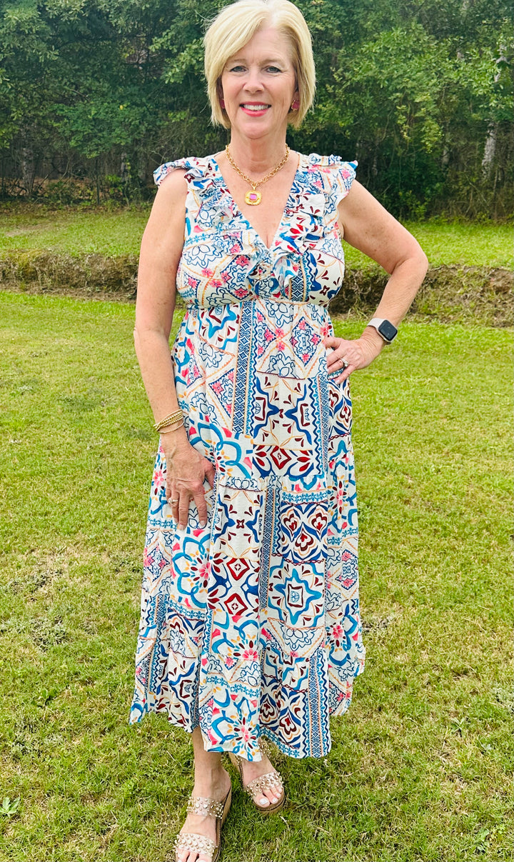 Shirred Midi Dress