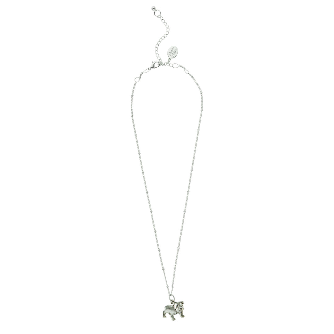 Dainty Bulldog Necklace- Silver