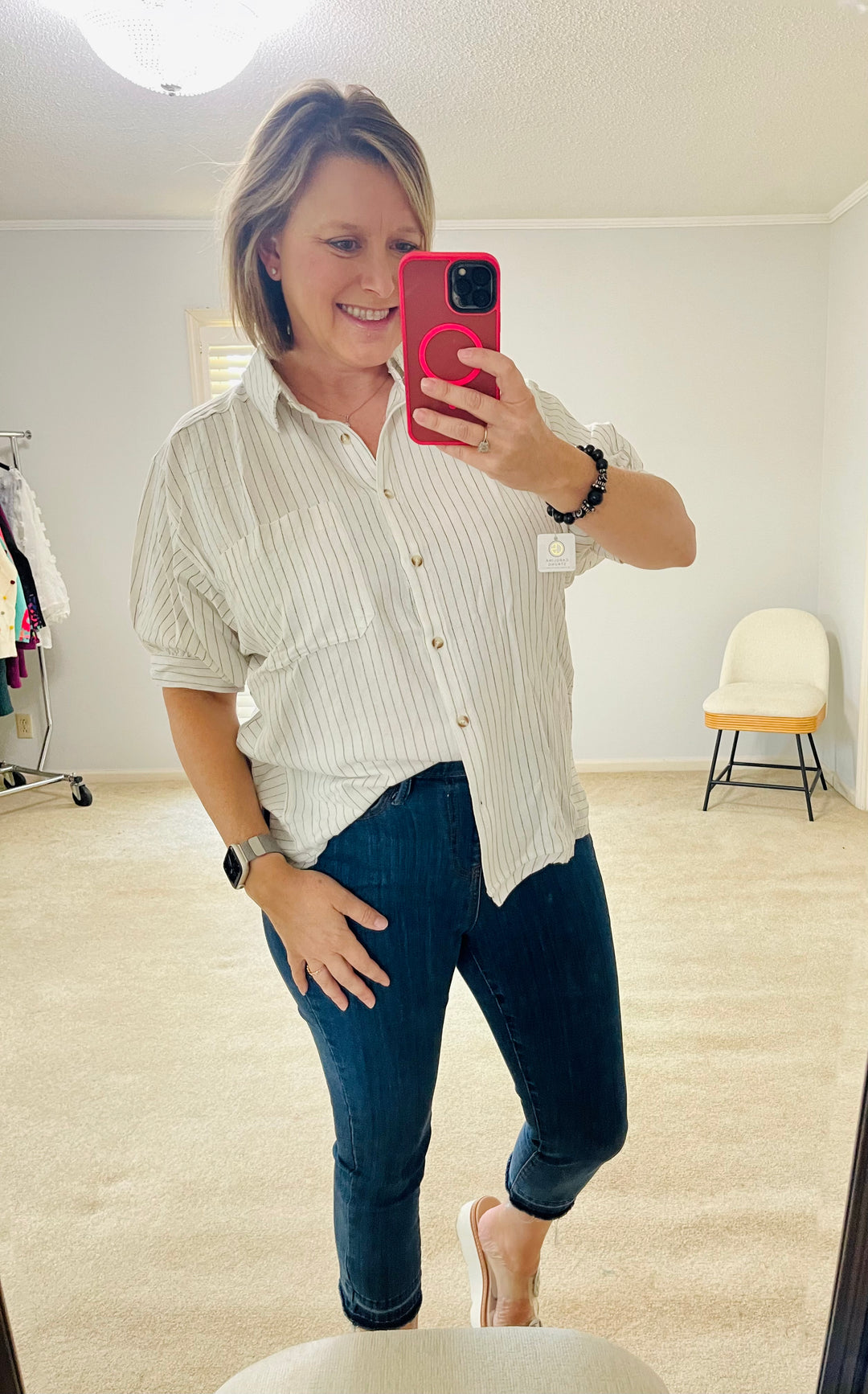 Oversized pin stripe top
