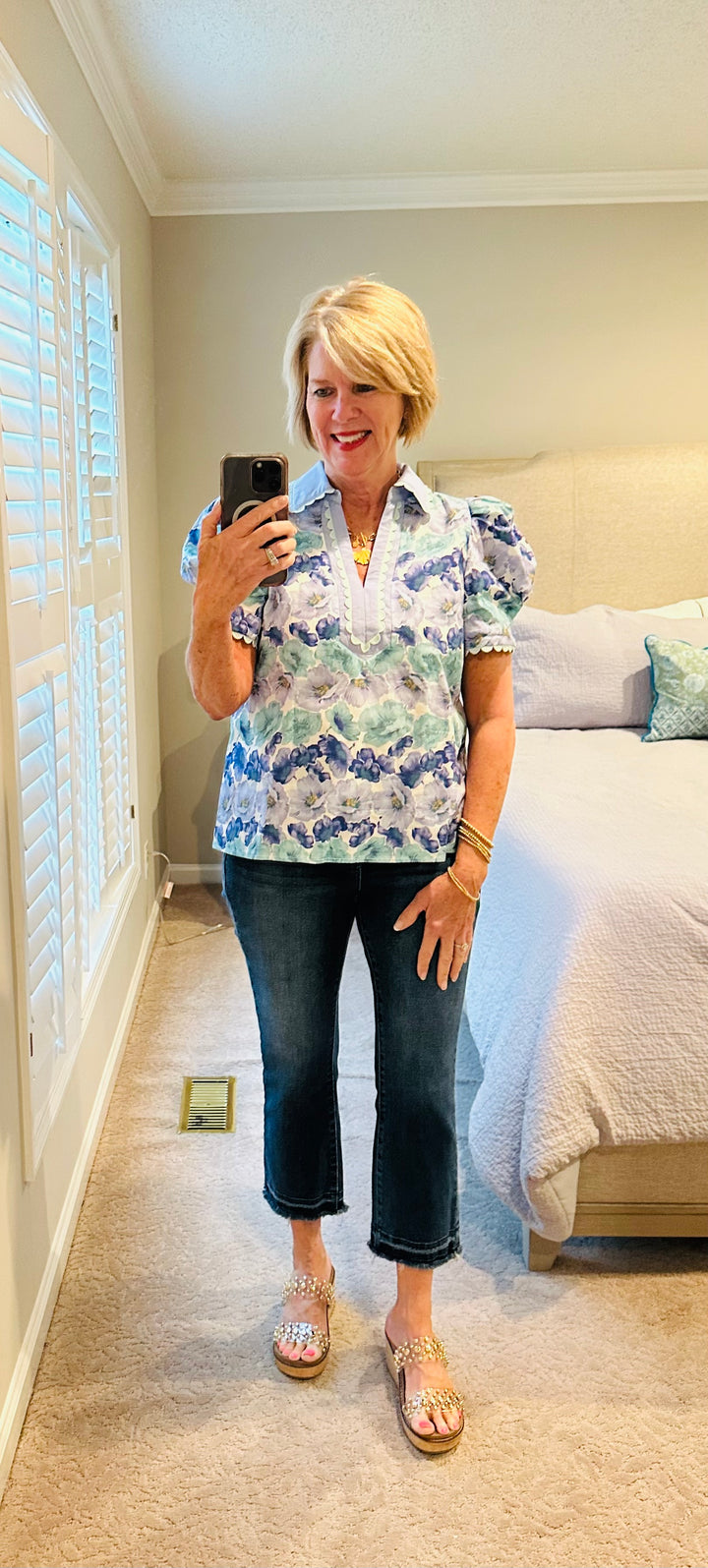 Floral Scalloped Trim Top