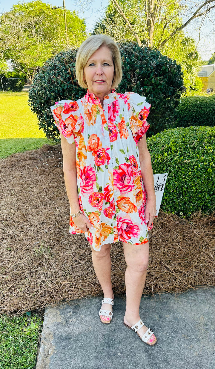 Pintuck Mini Dress