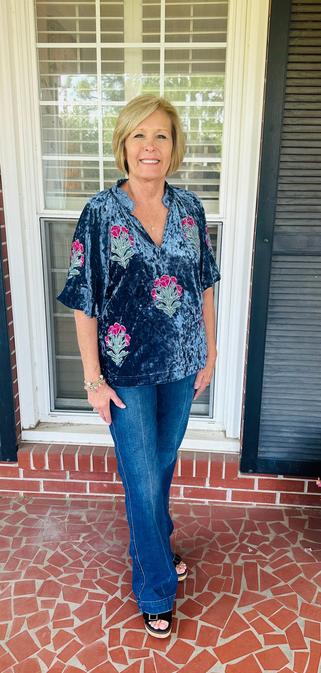 Blue Velvet Petals Top