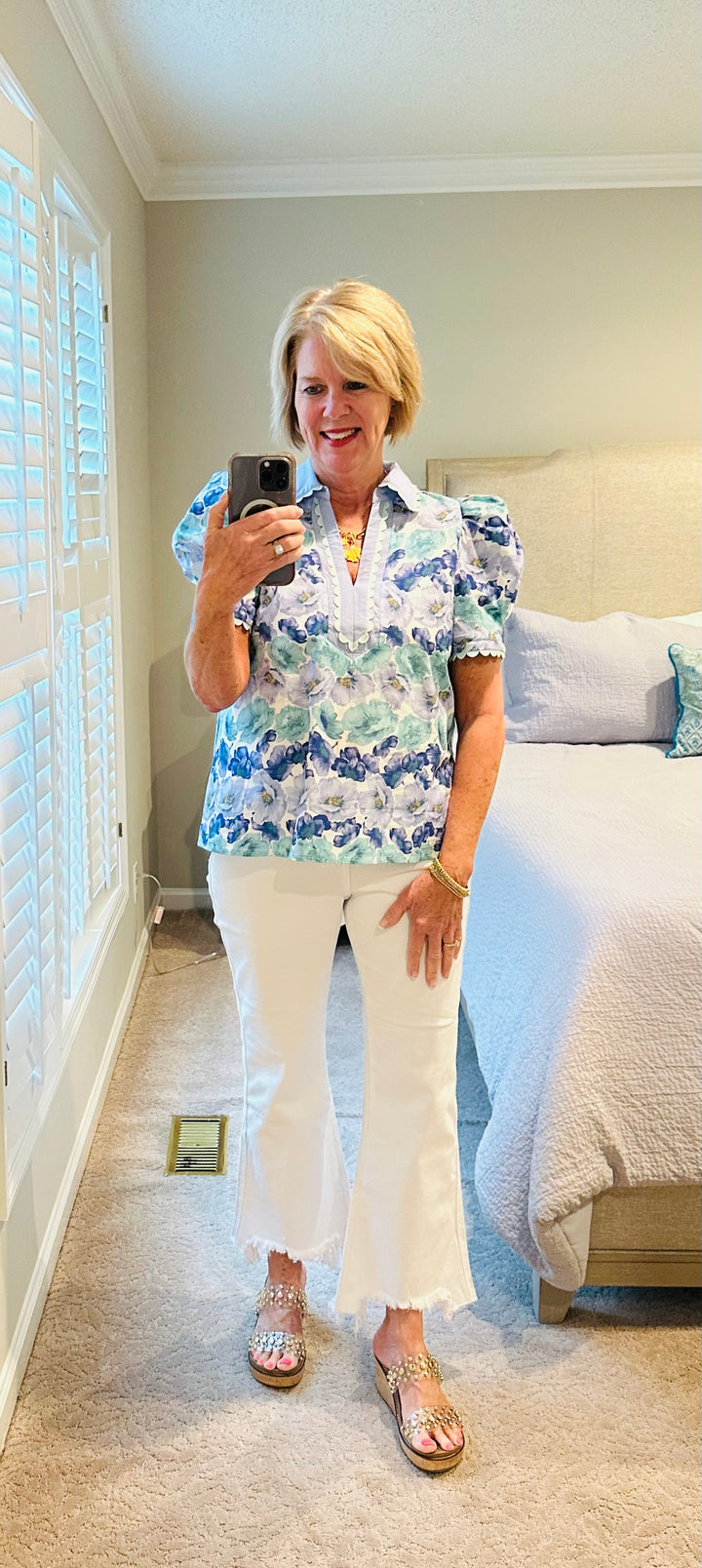 Floral Scalloped Trim Top