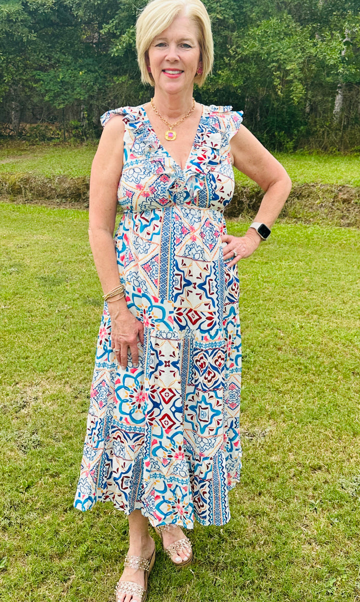 Shirred Midi Dress