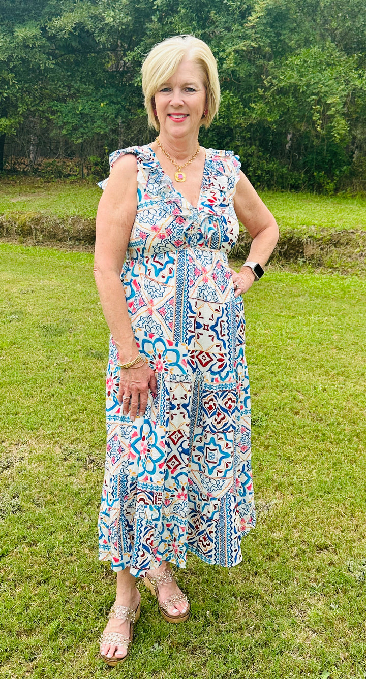 Shirred Midi Dress