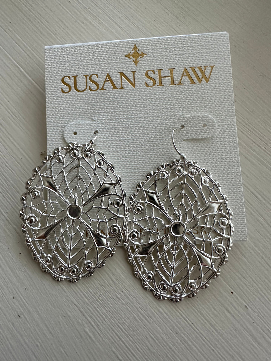 Filigree Large Oval Earrings- Silver