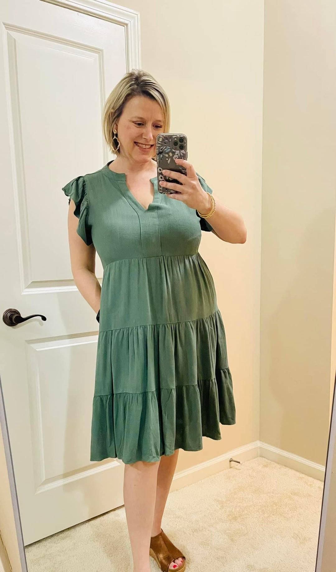 Green tiered dress