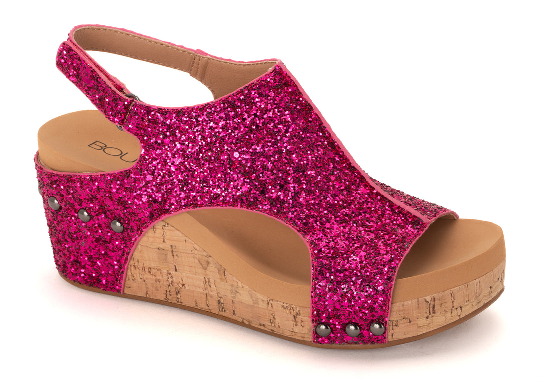 Carley Wedge- Fuschia Glitter