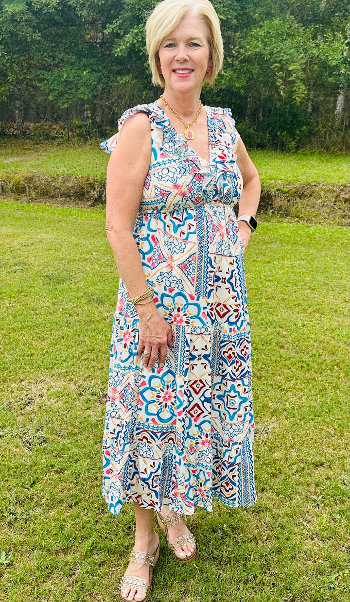 Shirred Midi Dress