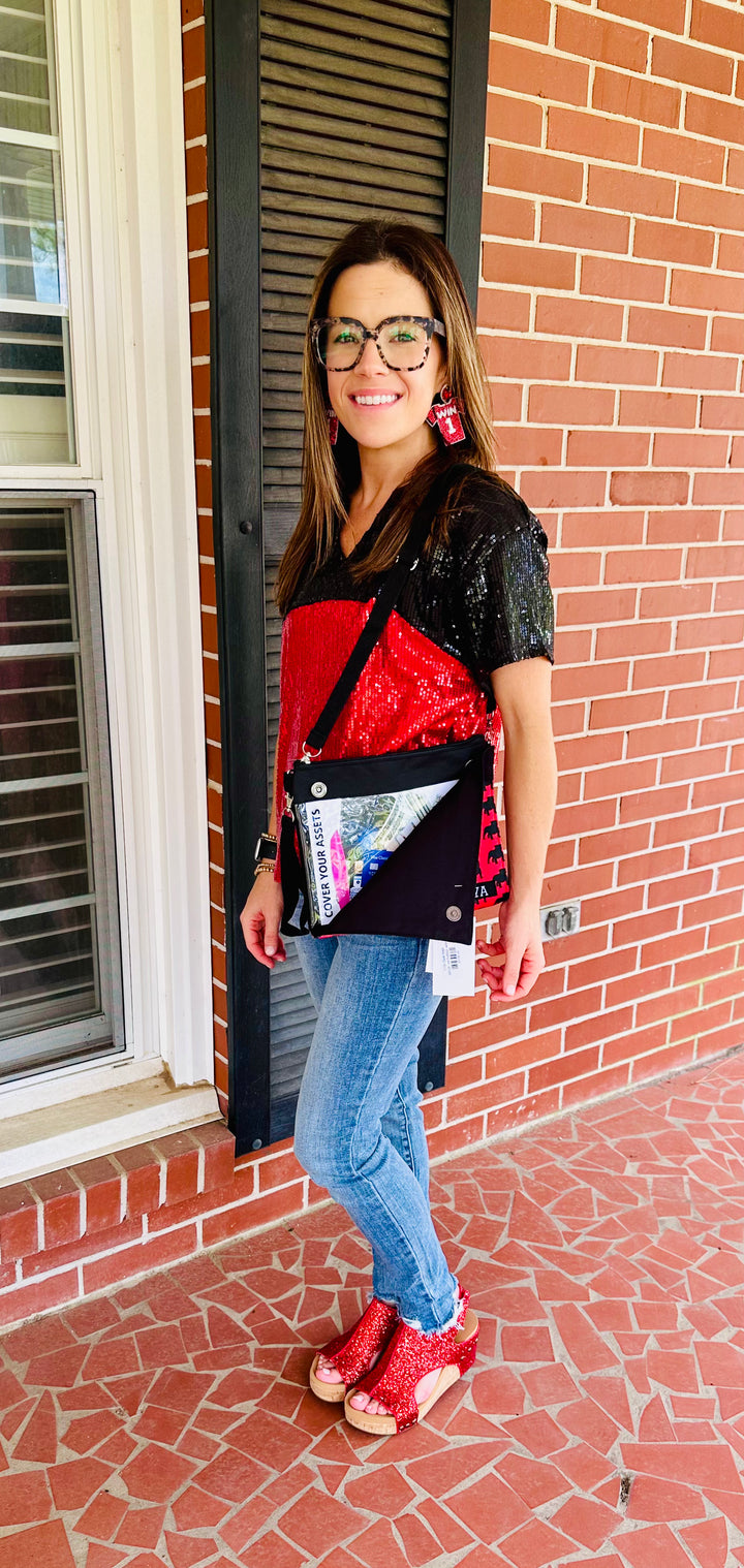 Diane Red & Black Top
