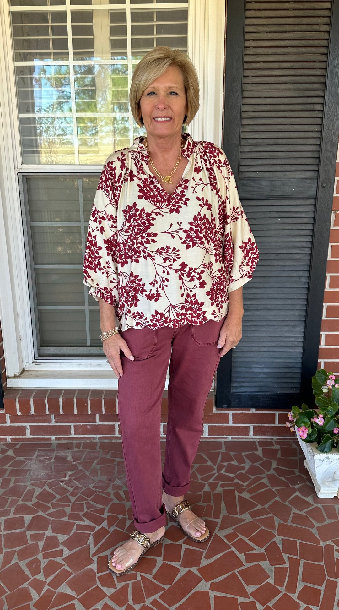 Cherry Blossom Blouse- Garnet