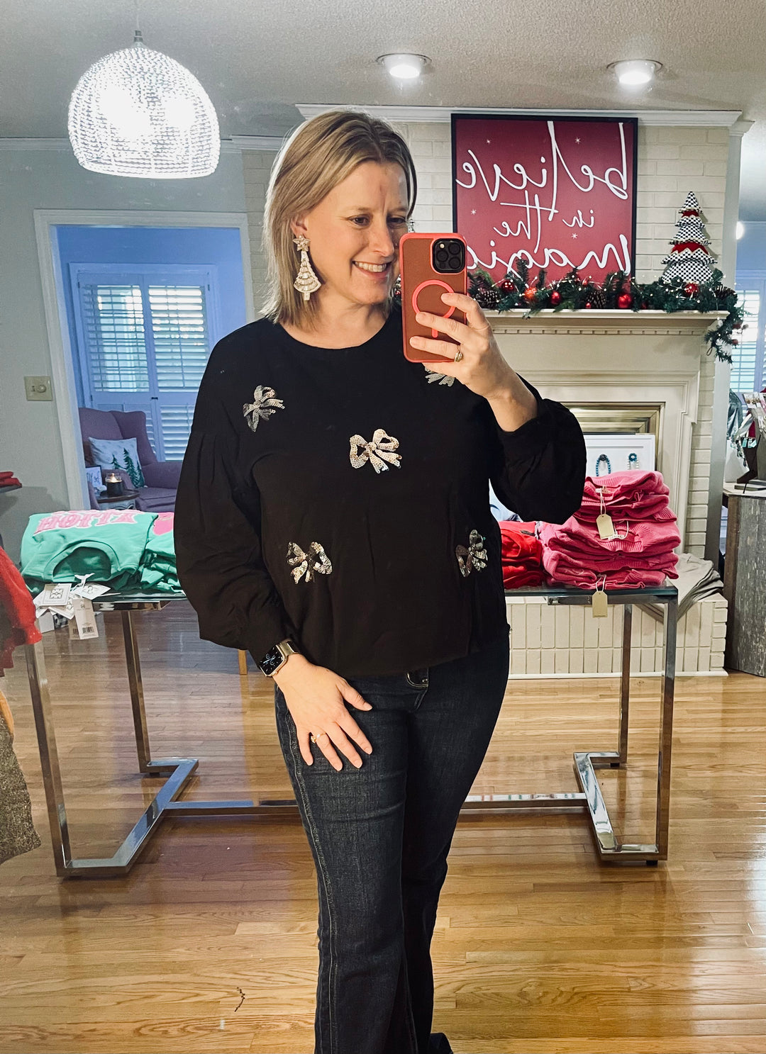 All about the bows sequin top
