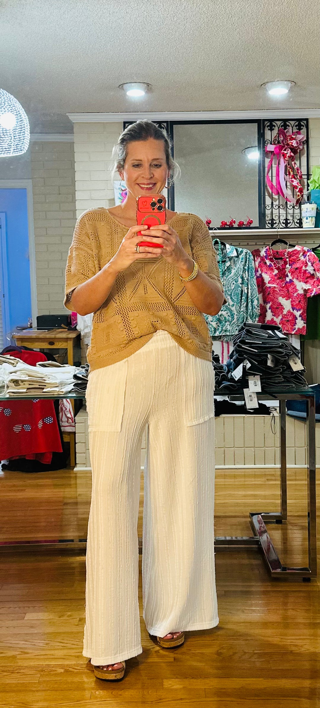 Textured White Pants