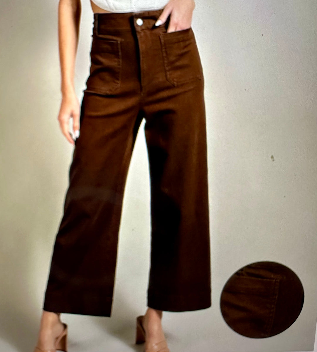 Brown Wide leg trouser pants