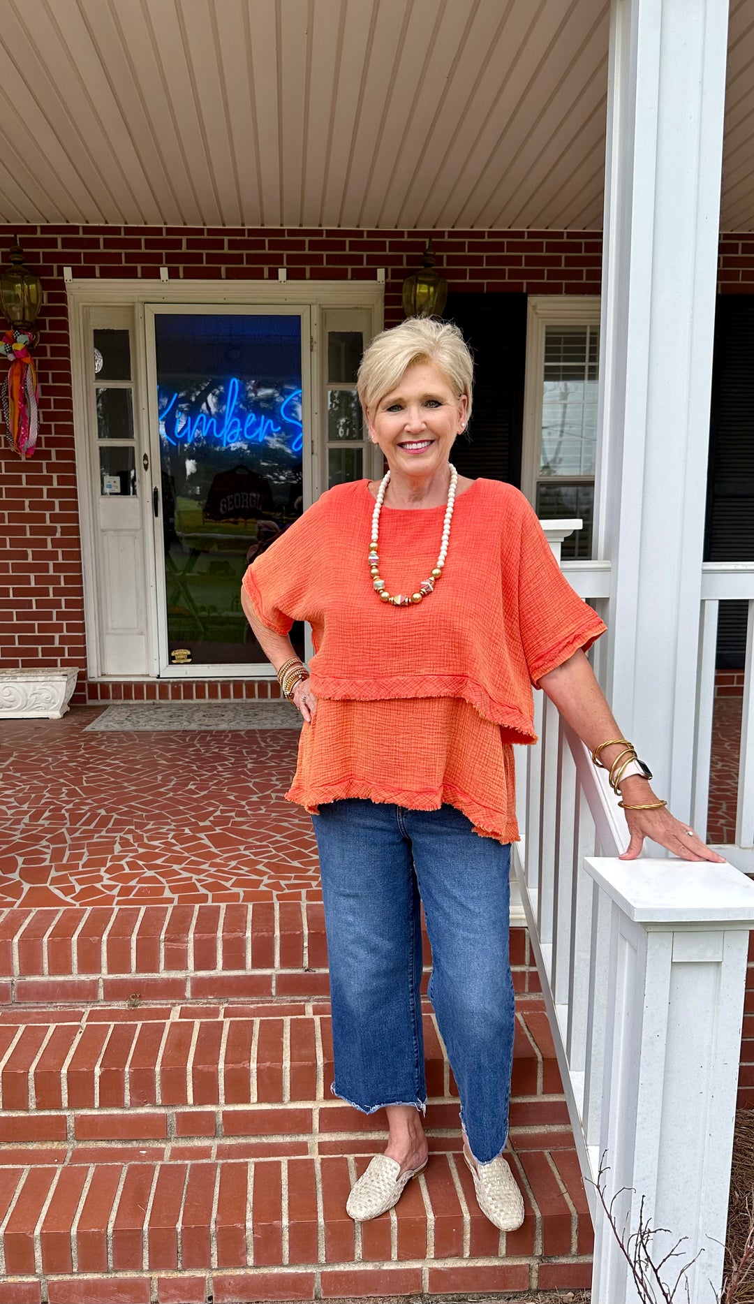 Orange Mineral Wash Layered Top