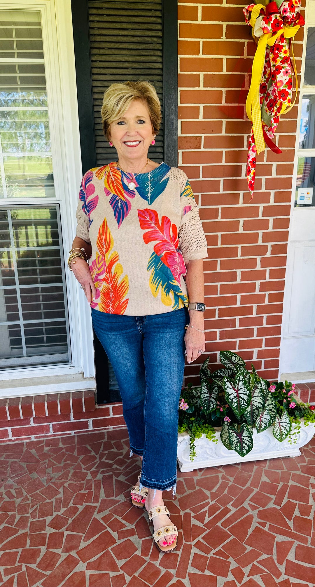 Tropical Print Knit Top
