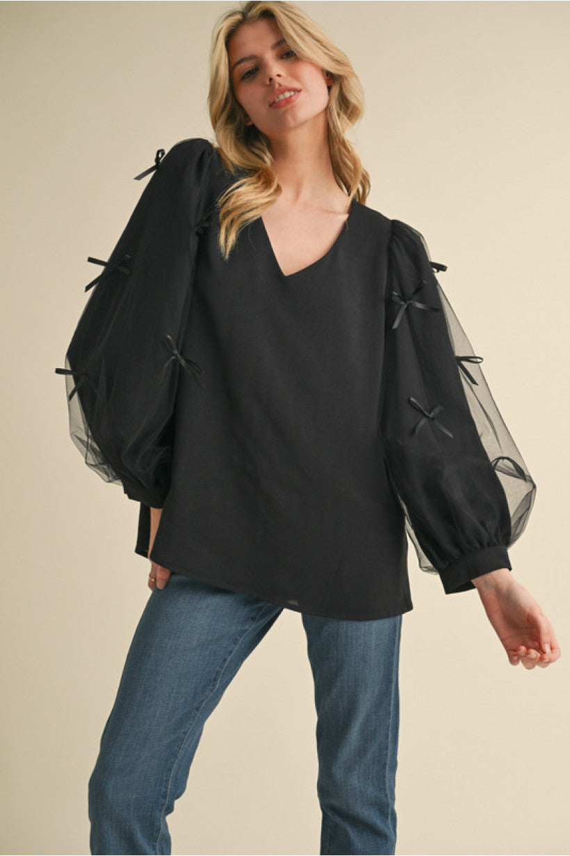 Black and Bows Top