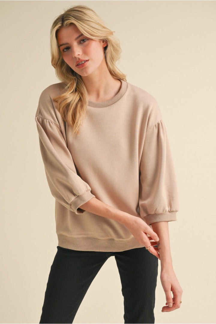 Everyday super soft 3/4 sleeve top- Taupe