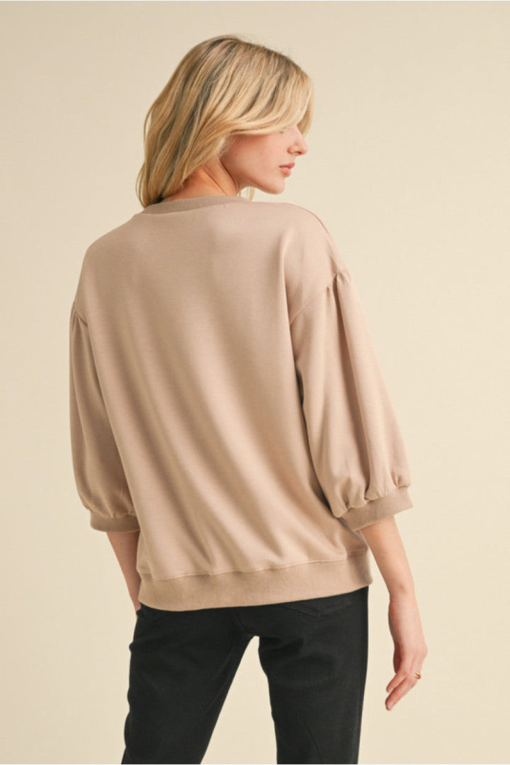 Everyday super soft 3/4 sleeve top- Taupe