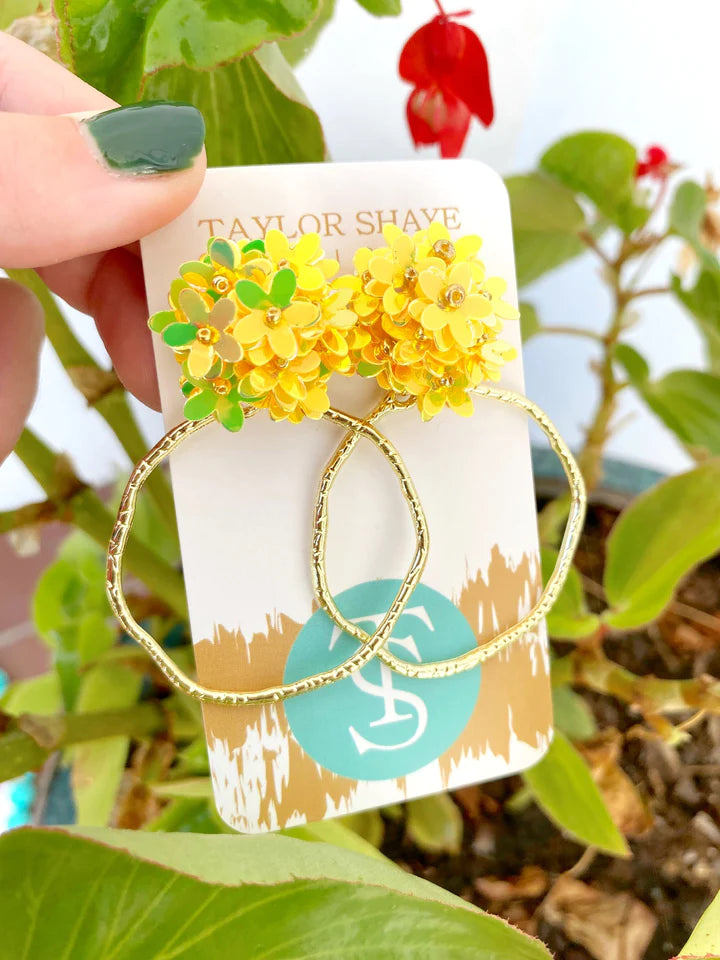 Iridescent Flower Hoops- yellow
