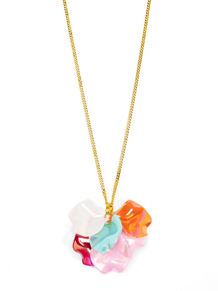 Iridescent Petal Cluster Long Necklace Jewelry