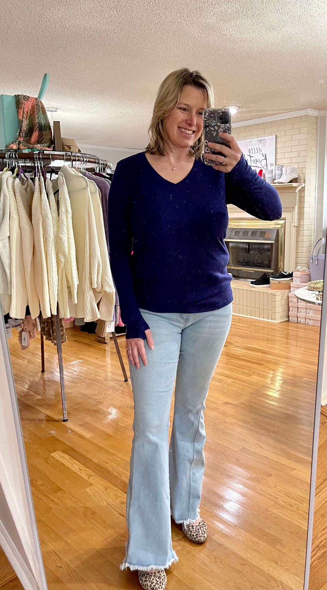 Hadley long sleeve top- navy