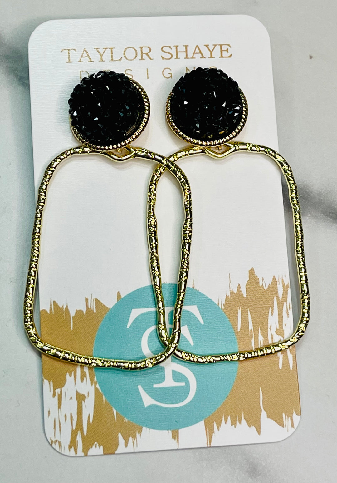 Glitter Top Hoops-Black