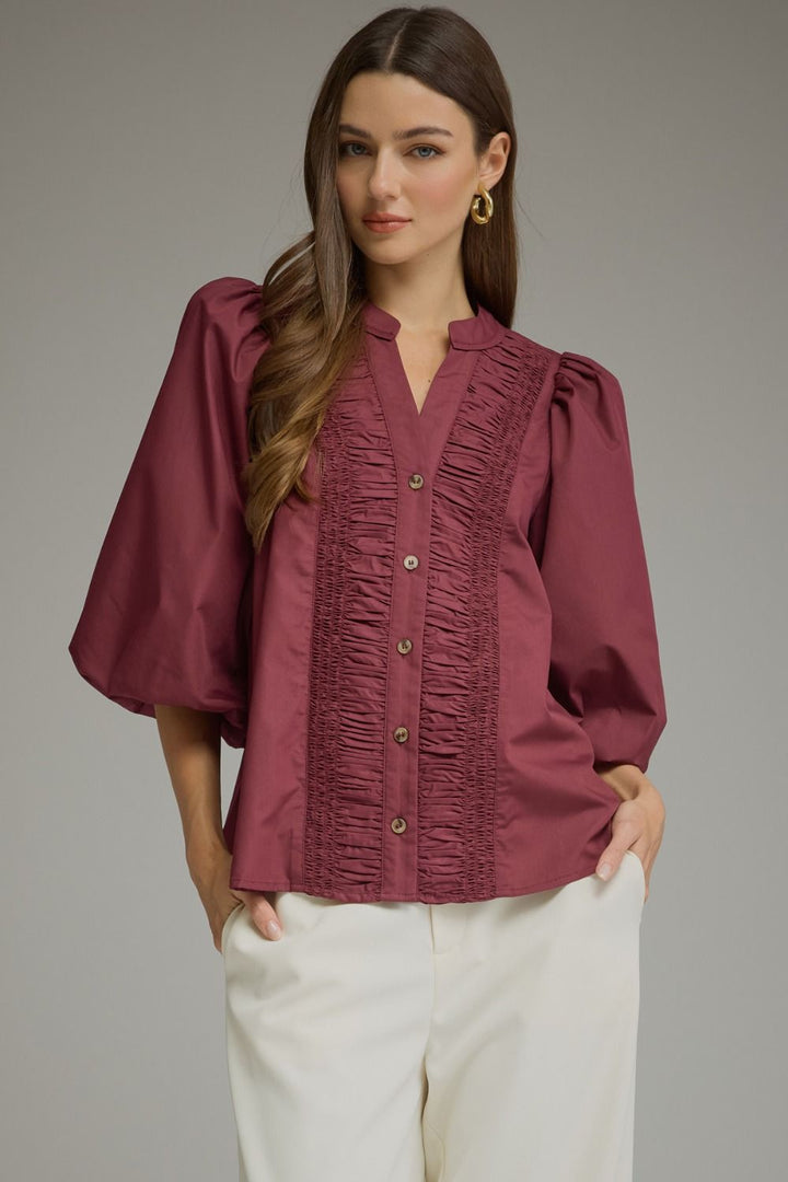 Wine & Shine Balloon Sleeve Blouse