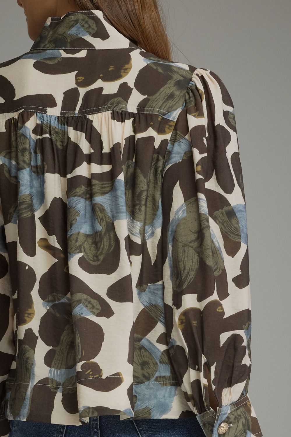 Painterly Petals High-Neck Blouse