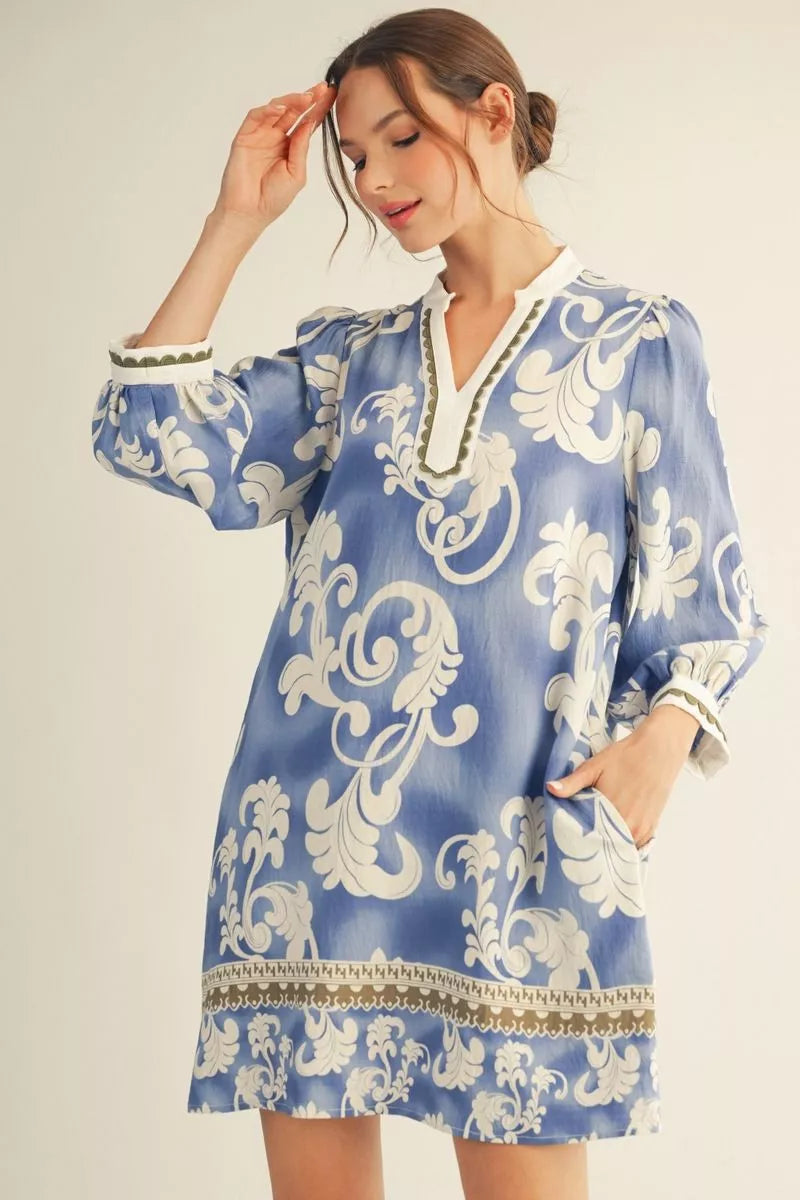 Blue Willow Boho Shift Dress Medium Blue Willow Boho Shift Dress Medium