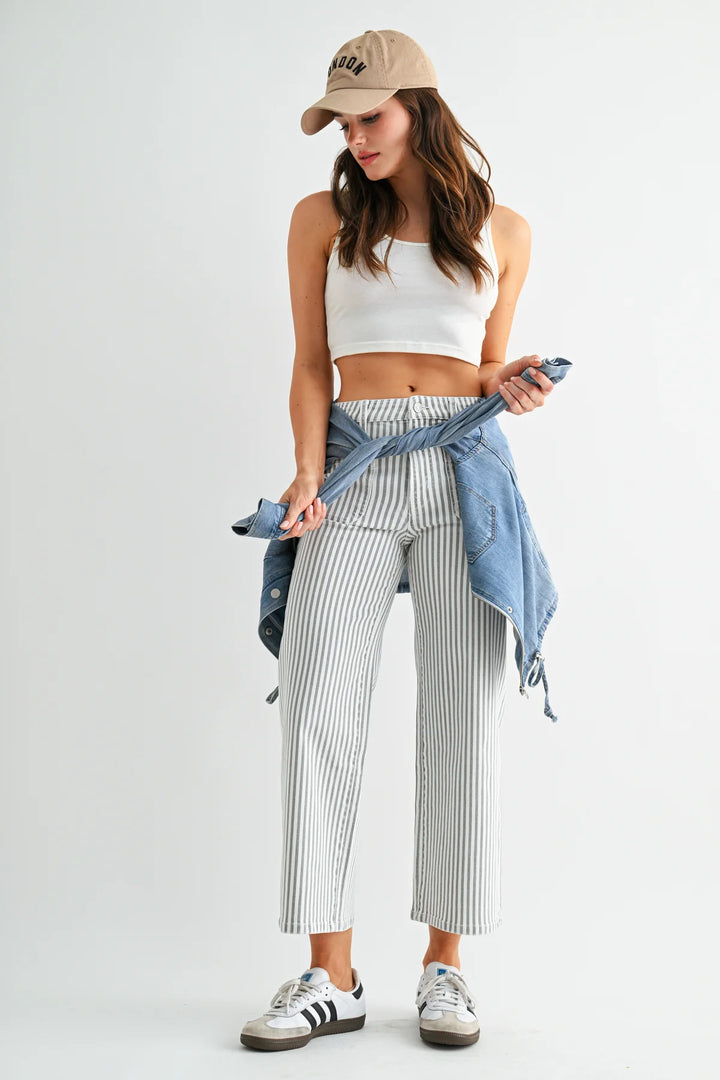 Silver Lining Striped Crop Jeans by Mica Denim