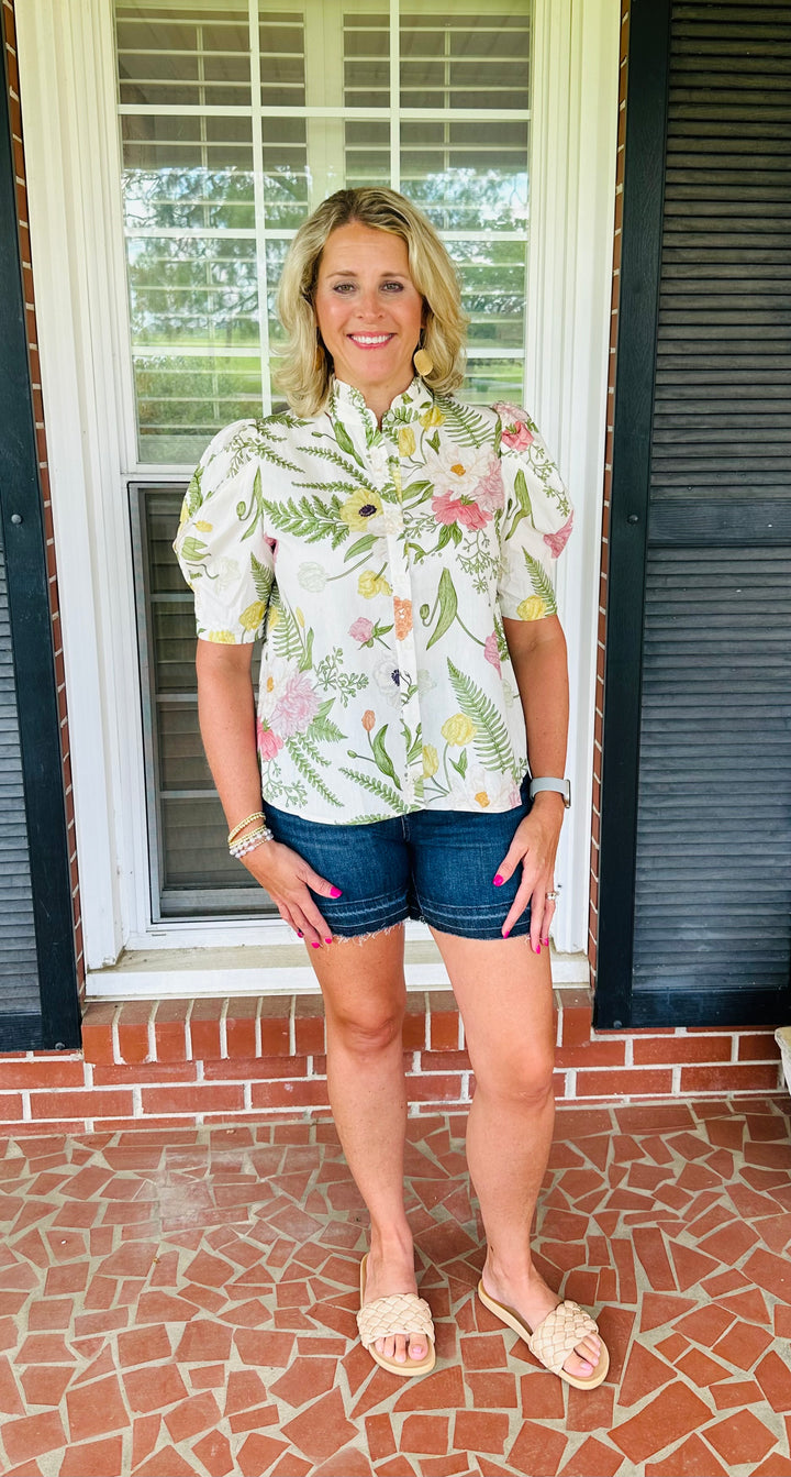 Blooming in Cream Top