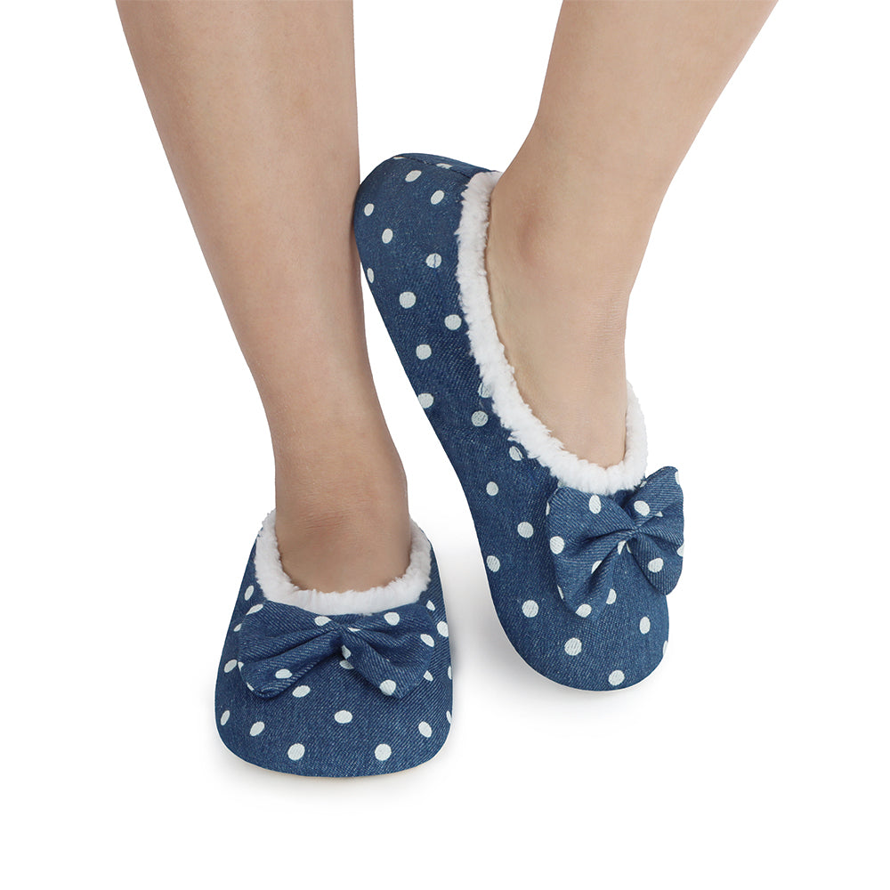 Womens Denim Blues Ballerina- Dots
