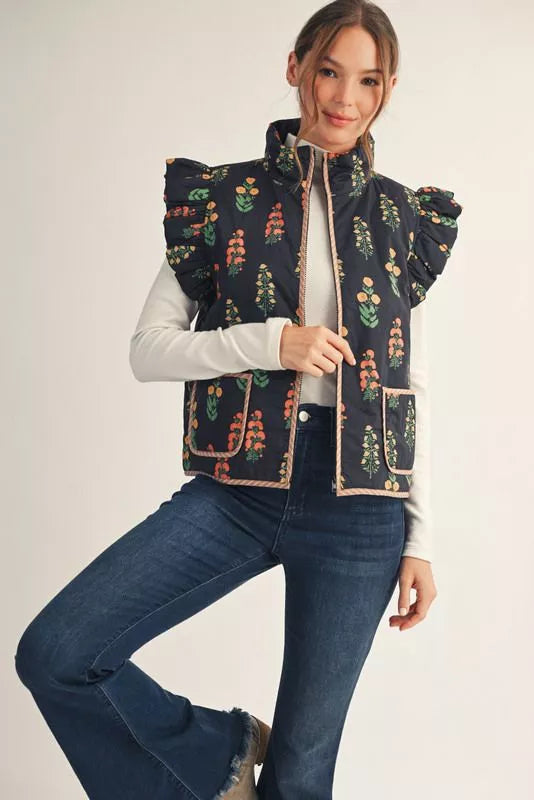 Petal Parade Vest- Black