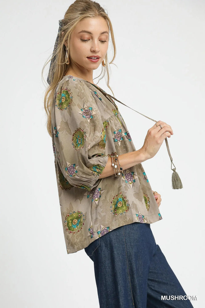 🌿 Woodland Bloom Boho Top