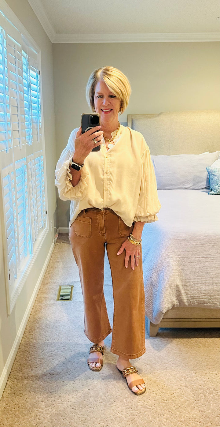 HIGH RISE CROPPED WIDE LEG WITH PATCH PKT
