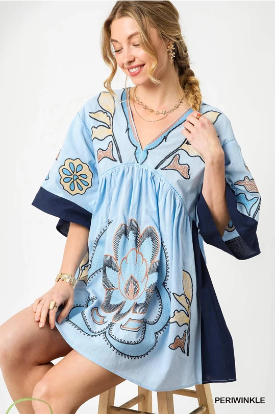 Bohemian Embroidered Kaftan Dress