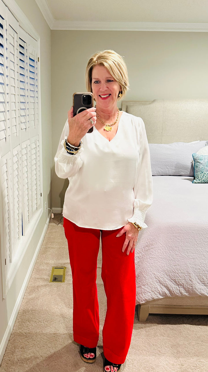 ✨ Satin Whisper V-Neck Blouse