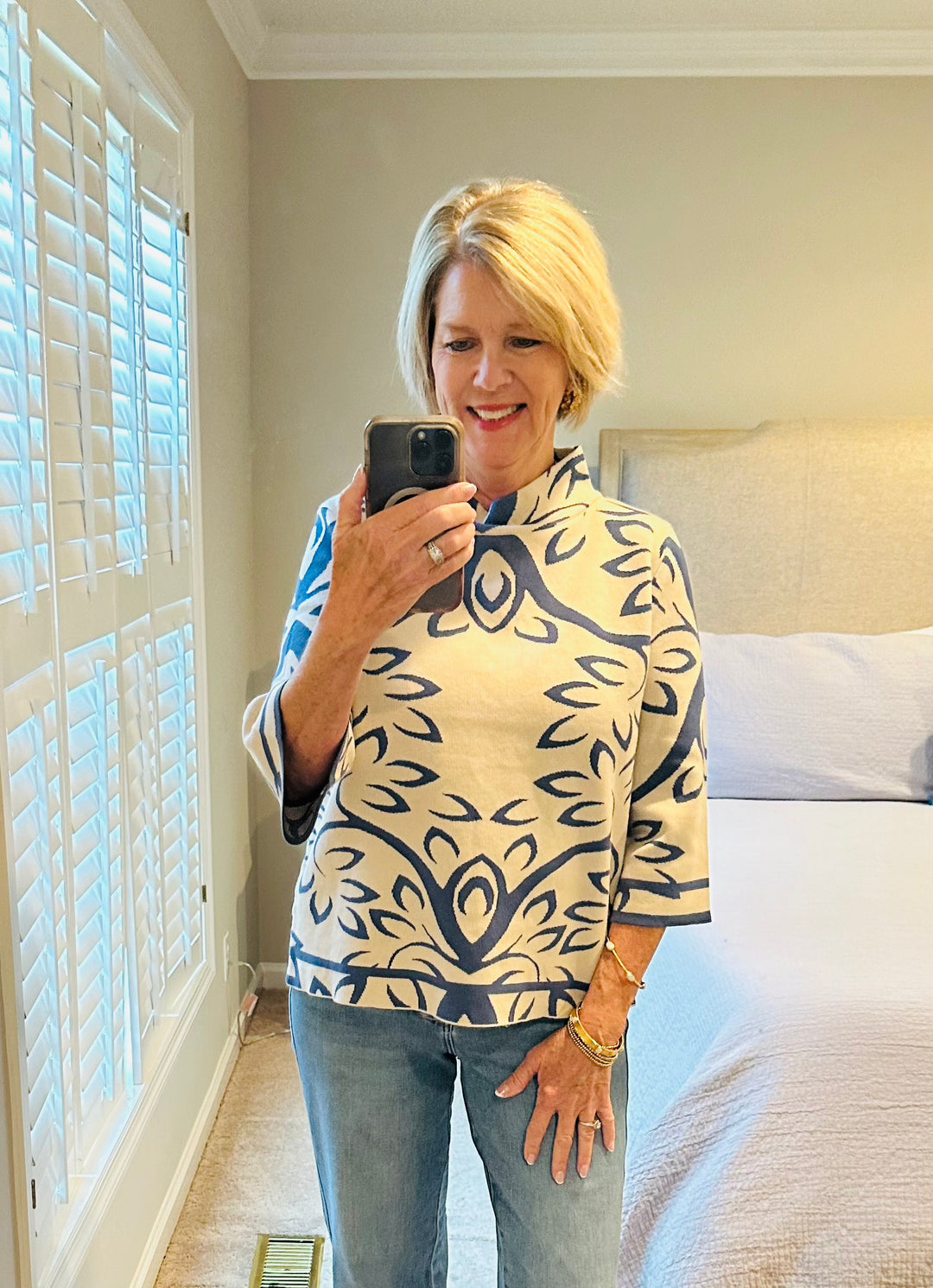 Blue Mirage Jacquard Knit Sweater