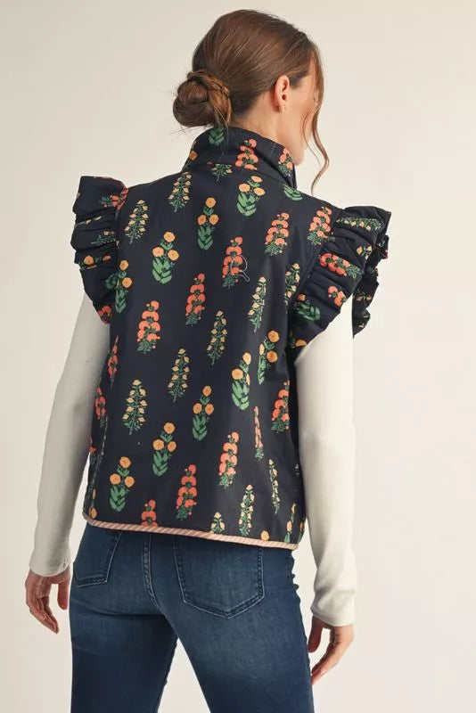 Petal Parade Vest- Black