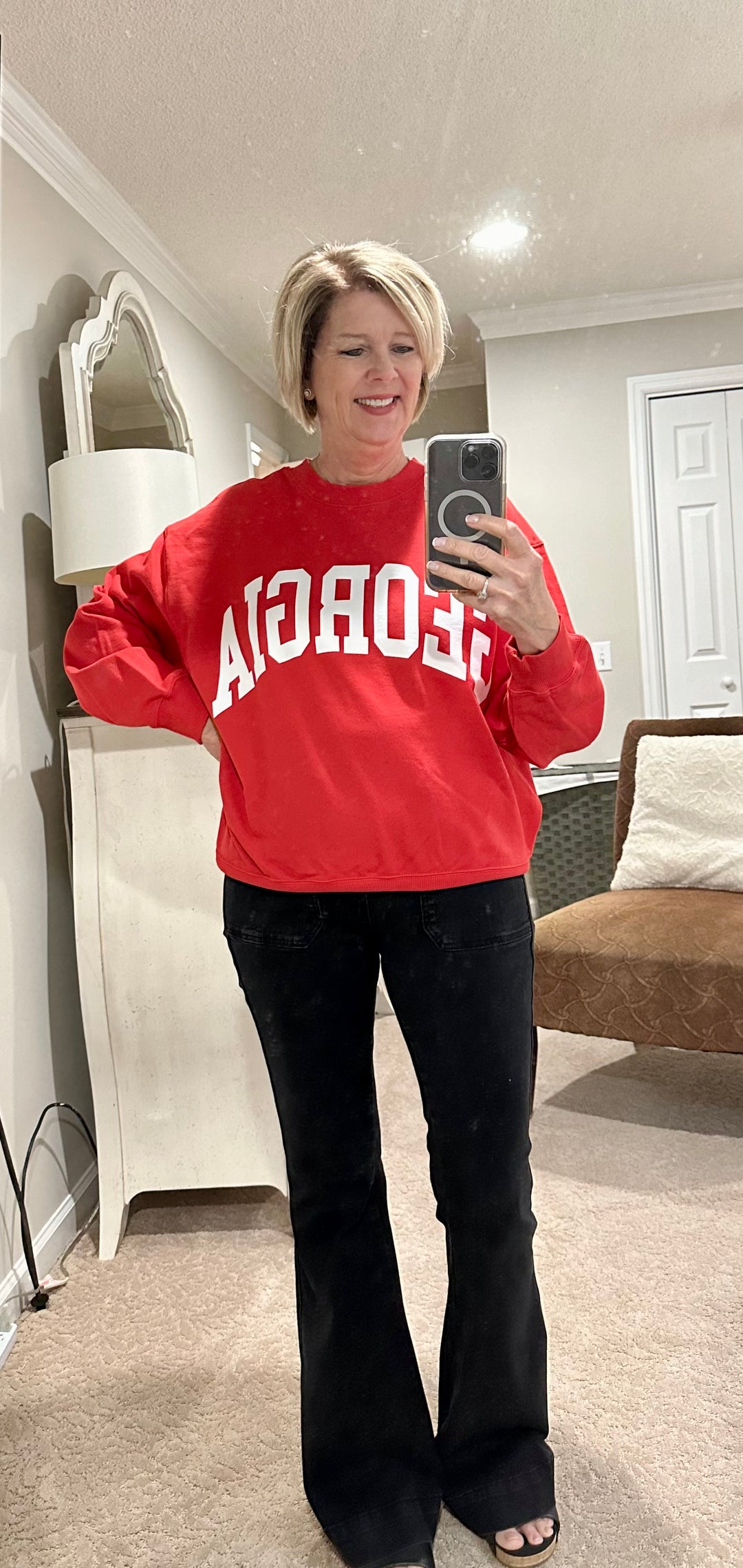 Georgia Puff Sweatshirt- Red