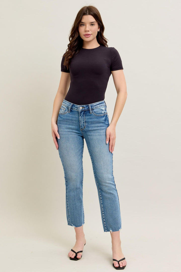 Judy Blue MR Vintage Wash Destroy Hem Kick Flares