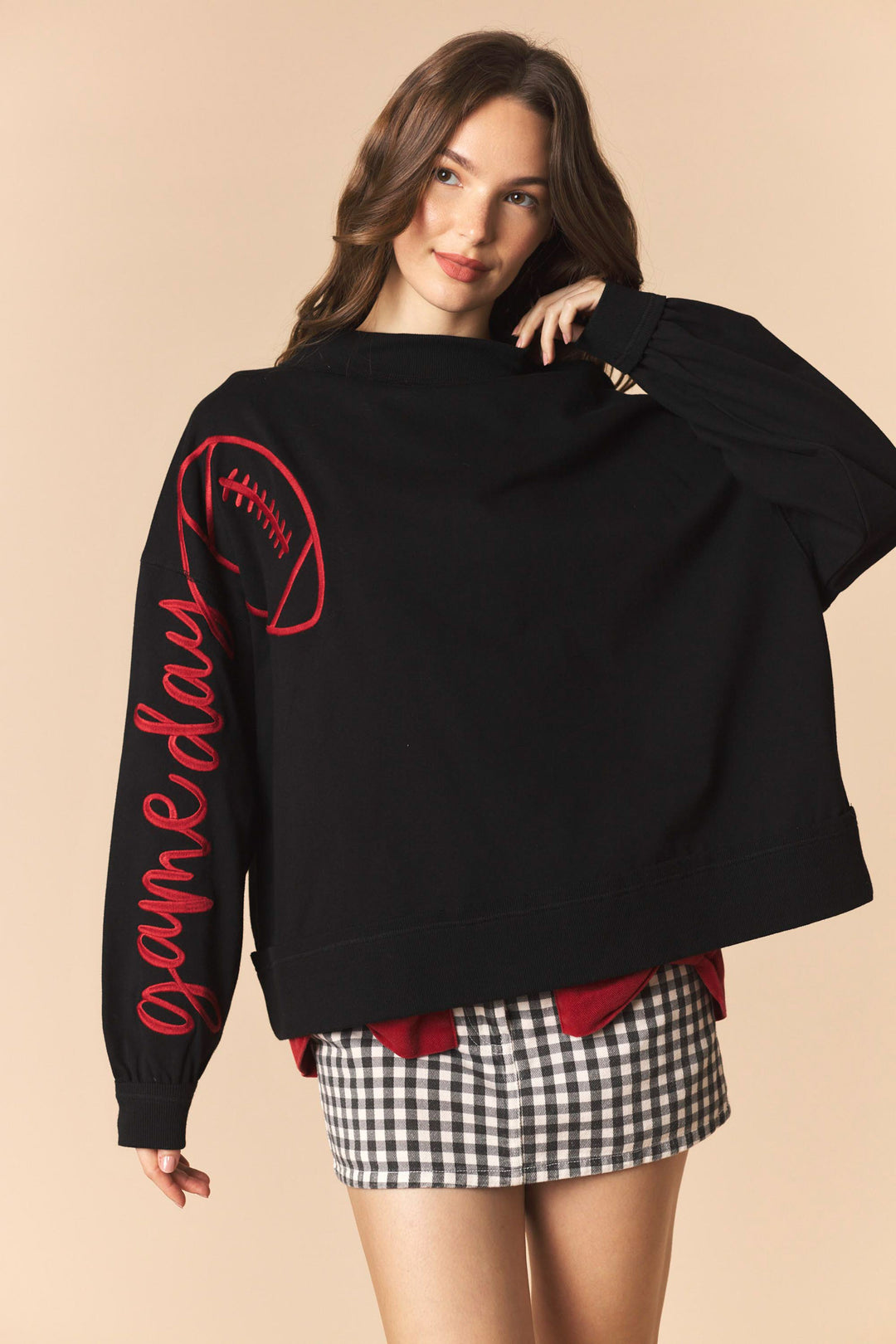 Gameday Embroidery Mock Neck Sweatshirt