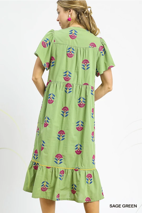 Embroidered Green Dress