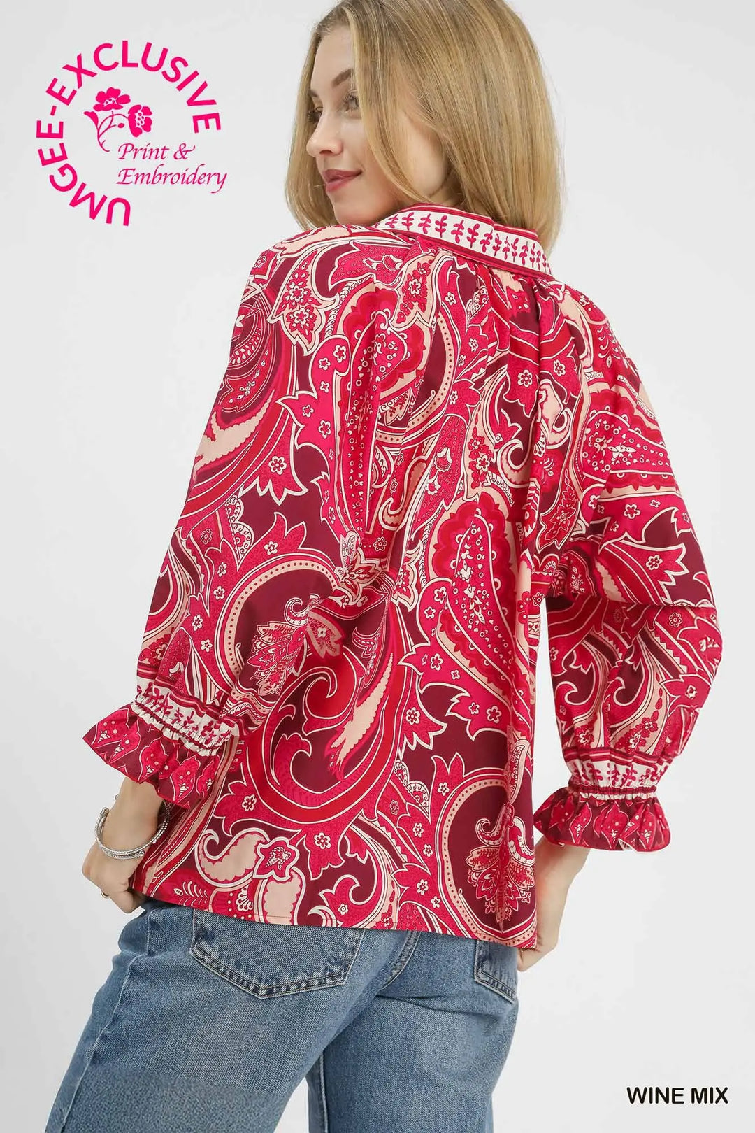 Wildflower Spirit Blouse- Wine Mix