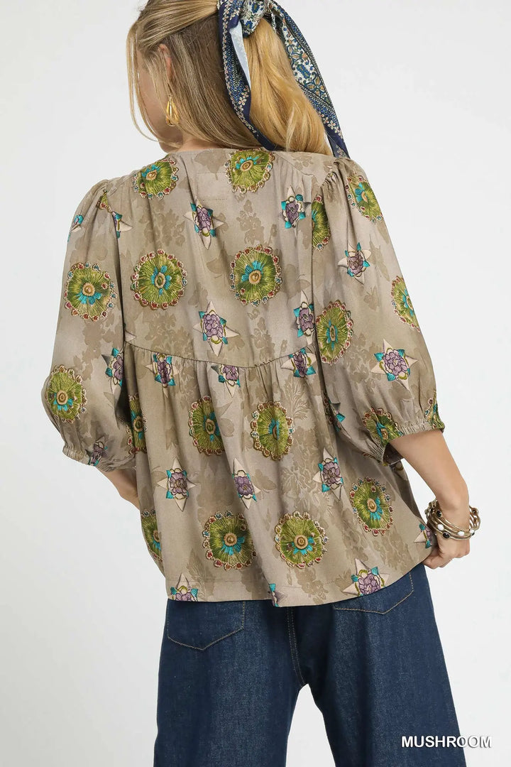 🌿 Woodland Bloom Boho Top