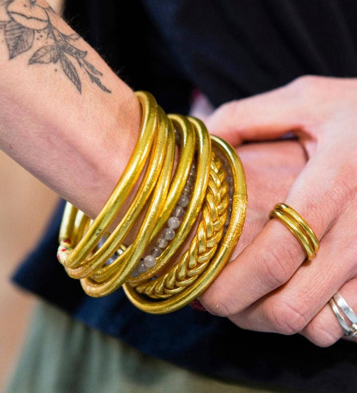 1 Genuine Buddhist Bangle Bracelet - Gold Size M