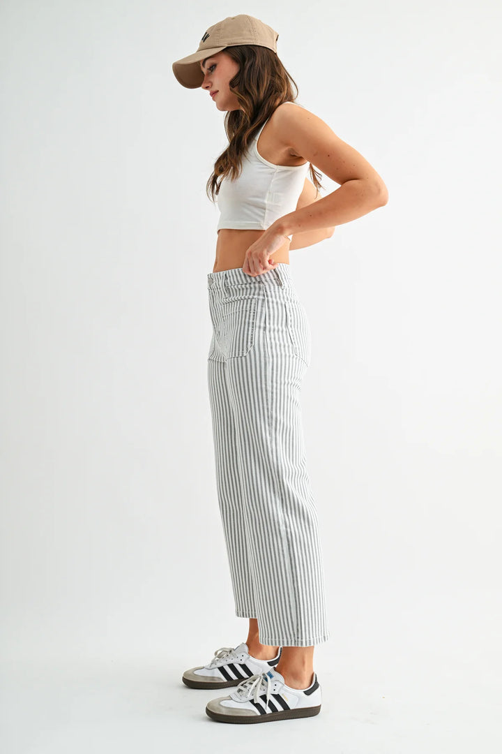 Silver Lining Striped Crop Jeans by Mica Denim